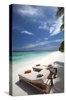 Lounge Chairs on Tropical Beach, Maldives, Indian Ocean, Asia-Sakis Papadopoulos-Stretched Canvas