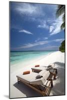 Lounge Chairs on Tropical Beach, Maldives, Indian Ocean, Asia-Sakis Papadopoulos-Mounted Photographic Print