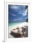 Lounge Chairs on Tropical Beach, Maldives, Indian Ocean, Asia-Sakis Papadopoulos-Framed Photographic Print