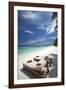 Lounge Chairs on Tropical Beach, Maldives, Indian Ocean, Asia-Sakis Papadopoulos-Framed Photographic Print