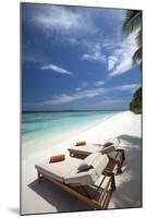 Lounge Chairs on Tropical Beach, Maldives, Indian Ocean, Asia-Sakis Papadopoulos-Mounted Photographic Print