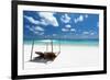 Lounge chairs on tropical white sandy beach, The Maldives, Indian Ocean, Asia-Sakis Papadopoulos-Framed Photographic Print