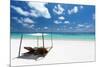 Lounge chairs on tropical white sandy beach, The Maldives, Indian Ocean, Asia-Sakis Papadopoulos-Mounted Photographic Print