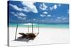 Lounge chairs on tropical white sandy beach, The Maldives, Indian Ocean, Asia-Sakis Papadopoulos-Stretched Canvas