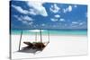Lounge chairs on tropical white sandy beach, The Maldives, Indian Ocean, Asia-Sakis Papadopoulos-Stretched Canvas