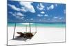 Lounge chairs on tropical white sandy beach, The Maldives, Indian Ocean, Asia-Sakis Papadopoulos-Mounted Photographic Print