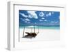 Lounge chairs on tropical white sandy beach, The Maldives, Indian Ocean, Asia-Sakis Papadopoulos-Framed Photographic Print