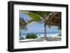 Lounges under Umbrella at the Shore of Indian Ocean, Zanzibar, Tanzania, Africa-ppart-Framed Photographic Print