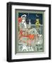 Lounging in Mele Fashion and under a Crescent Moon-Franz Laskoff-Framed Art Print