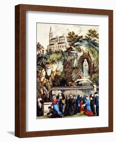 Lourdes, France, Pilgrims at the Shrine of Our Lady of Lourdes, 1890s-Currier & Ives-Framed Art Print