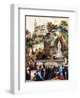 Lourdes, France, Pilgrims at the Shrine of Our Lady of Lourdes, 1890s-Currier & Ives-Framed Art Print