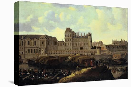 Louvre and Petit Bourbon Seen from the Seine, Paris, 17th Century-Reinier Zeeman-Stretched Canvas
