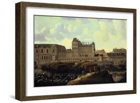 Louvre and Petit Bourbon Seen from the Seine, Paris, 17th Century-Reinier Zeeman-Framed Giclee Print