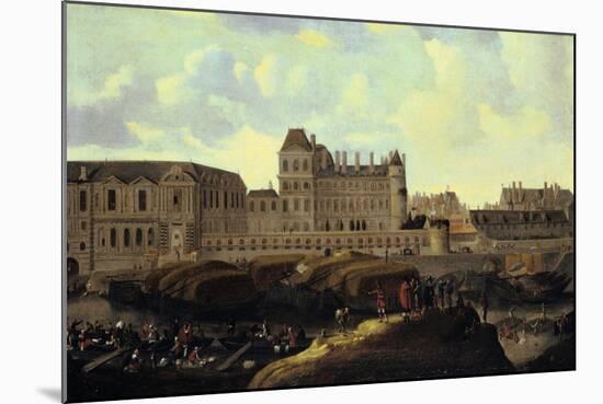 Louvre and Petit Bourbon Seen from the Seine, Paris, 17th Century-Reinier Zeeman-Mounted Giclee Print