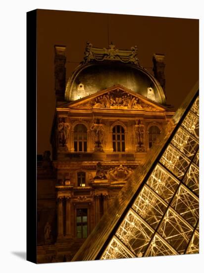 Louvre Museum at Night, Paris, France-Lisa S. Engelbrecht-Stretched Canvas