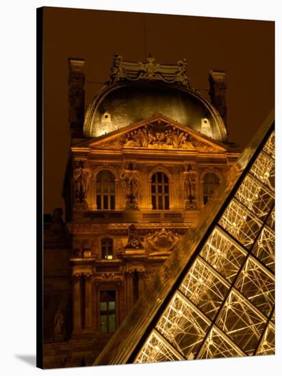 Louvre Museum at Night, Paris, France-Lisa S. Engelbrecht-Stretched Canvas