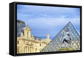 Louvre Palace And Pyramid III-Cora Niele-Framed Stretched Canvas