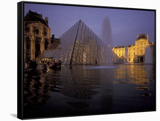 Louvre Pyramid, Paris, France-David Barnes-Framed Stretched Canvas