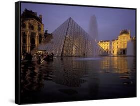 Louvre Pyramid, Paris, France-David Barnes-Framed Stretched Canvas