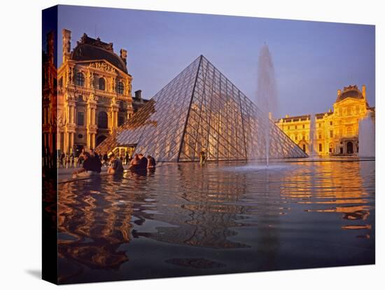 Louvre Pyramid, Paris, France-David Barnes-Stretched Canvas