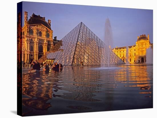 Louvre Pyramid, Paris, France-David Barnes-Stretched Canvas