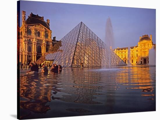 Louvre Pyramid, Paris, France-David Barnes-Stretched Canvas