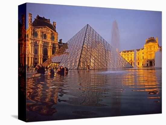 Louvre Pyramid, Paris, France-David Barnes-Stretched Canvas