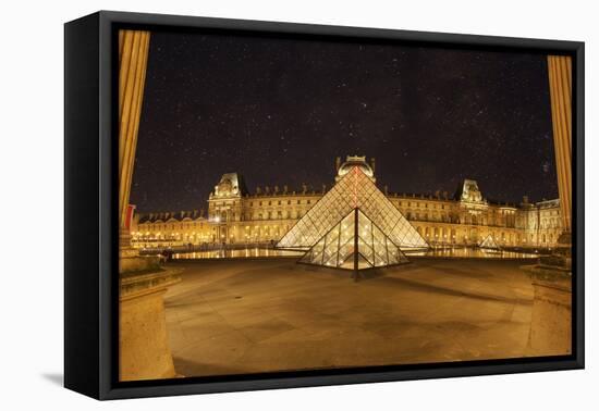 Louvre Pyramid, Paris, France-Sebastien Lory-Framed Stretched Canvas