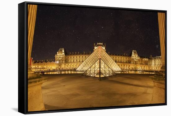 Louvre Pyramid, Paris, France-Sebastien Lory-Framed Stretched Canvas