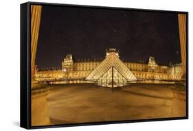 Louvre Pyramid, Paris, France-Sebastien Lory-Framed Stretched Canvas