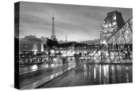 Louvre with Eiffel Tower Vista #2-Alan Blaustein-Stretched Canvas