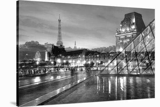 Louvre with Eiffel Tower Vista #2-Alan Blaustein-Stretched Canvas