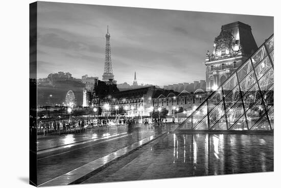 Louvre with Eiffel Tower Vista #2-Alan Blaustein-Stretched Canvas