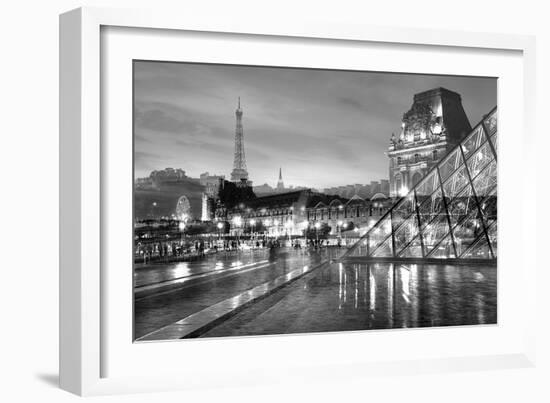 Louvre with Eiffel Tower Vista #2-Alan Blaustein-Framed Photographic Print