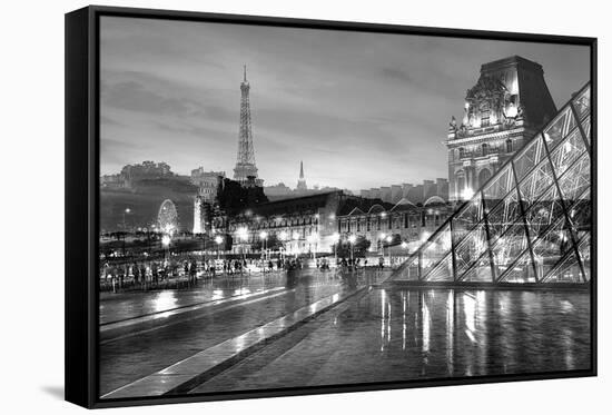 Louvre with Eiffel Tower Vista #2-Alan Blaustein-Framed Stretched Canvas