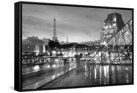 Louvre with Eiffel Tower Vista #2-Alan Blaustein-Framed Stretched Canvas