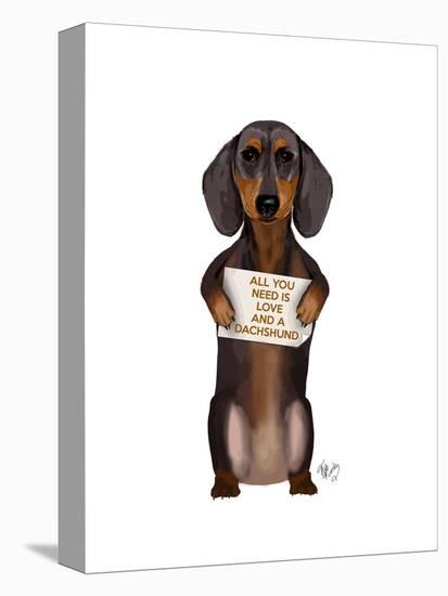 Love and Dachshund-Fab Funky-Stretched Canvas
