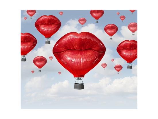 Love Balloons As A Hot Air Balloon Made Of Human Red Lips Soaring Up To The Blue Sky As A Surreal D Posters Lightspring Allposters Com Love Balloons As A Hot Air Balloon Made Of Human Red Lips Soaring Up To The Blue Sky As A Surreal D Posters Lightspring Allposters Com