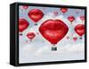 Love Balloons as a Hot Air Balloon Made of Human Red Lips Soaring up to the Blue Sky as a Surreal D-Lightspring-Framed Stretched Canvas