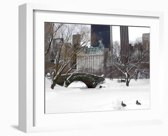 Love Bridge in Central Park, Winter-Igor Maloratsky-Framed Art Print