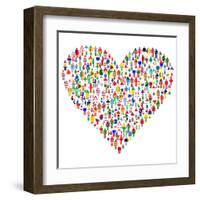 Love Concept; Heart Made of People. People are Made of All Flags from the World.-hibrida13-Framed Art Print