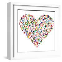 Love Concept; Heart Made of People. People are Made of All Flags from the World.-hibrida13-Framed Art Print