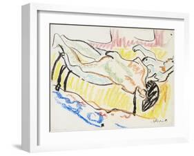 Love Couple in Studio (Two Nude), 1908-1909-Ernst Ludwig Kirchner-Framed Giclee Print