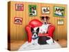 Love Couple Sofa Dogs-Javier Brosch-Stretched Canvas