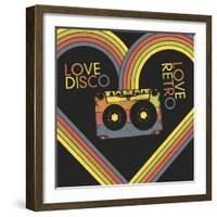 Love Disco, Love Retro. Vintage Poster Design Template. Raster Version, Vector File Available in Po-pashabo-Framed Photographic Print