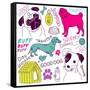 Love Dogs! Vector Doodles Set-Alisa Foytik-Framed Stretched Canvas