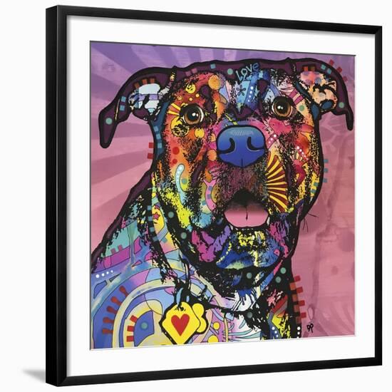 Love Face, Dogs, Pets, Pop Art, Pink, Sun Ray, Stencils, Happy, Expecting, Looking for a treat-Russo Dean-Framed Giclee Print