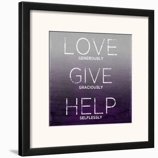 Love, Give, Help (purple)-null-Framed Art Print