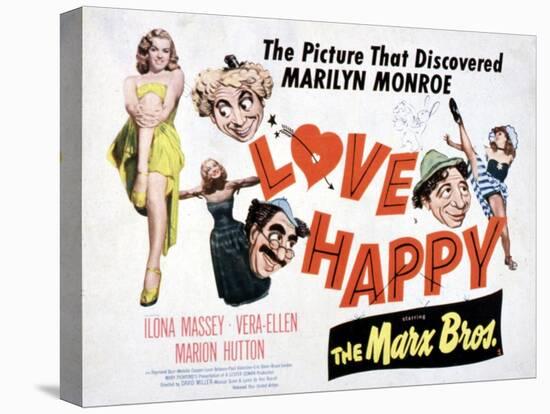 Love Happy, Marilyn Monroe, Marion Hutton, Harpo Marx, Groucho Marx, Chico Marx, 1949-null-Stretched Canvas