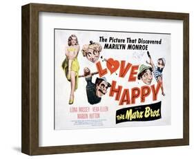 Love Happy, Marilyn Monroe, Marion Hutton, Harpo Marx, Groucho Marx, Chico Marx, 1949-null-Framed Art Print